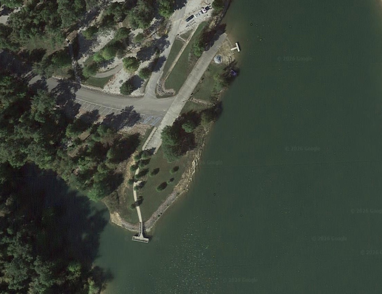 Aerial map view of Cave Creek Ramp at Rough River Lake
