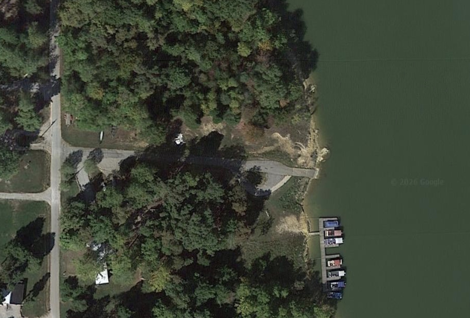 Aerial map view of Fernwood Ramp at Rough River Lake