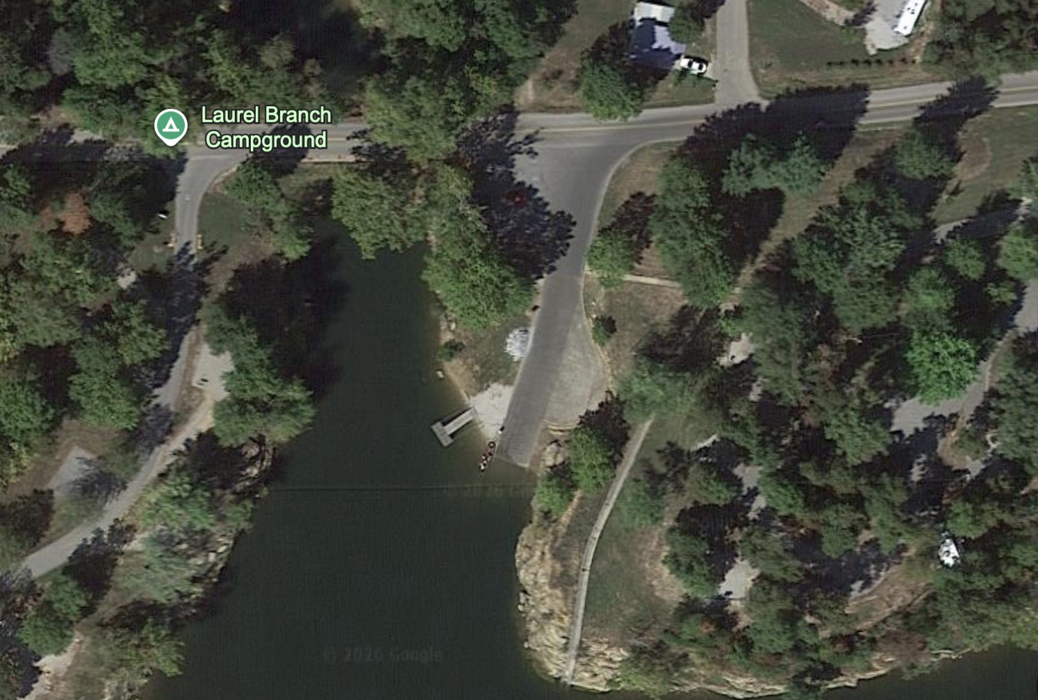 Aerial map view of Laurel Branch Ramp at Rough River Lake