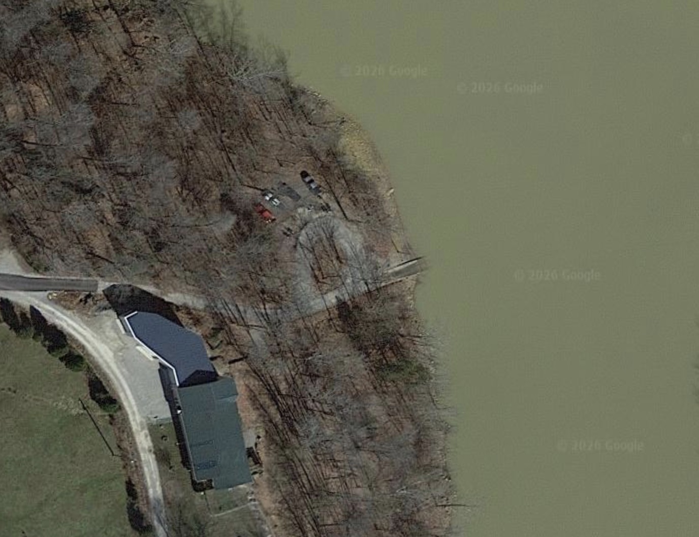 Aerial map view of Mangan’s Foxcliff Ramp at Rough River Lake