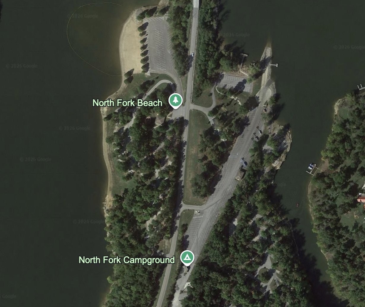 Aerial map view of North Fork Ramp at Rough River Lake